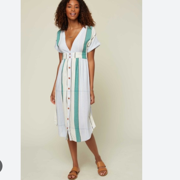 O'Neill Reid Striped Midi Dress - size small - Picture 1 of 8